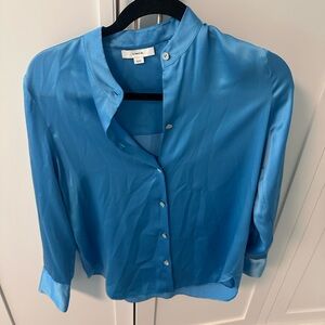 Vince Blue Satin Button-Up Women's Blouse